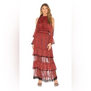 Red Leopard - Cold Shoulder with Lace Detailing